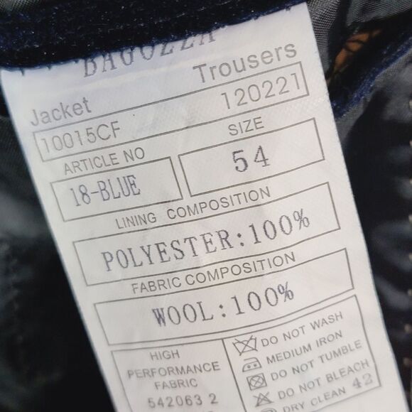 Bagozza Midnight Blue Velour Mens Blazer US Size 44 EU Size 54 - Picture 14 of 14